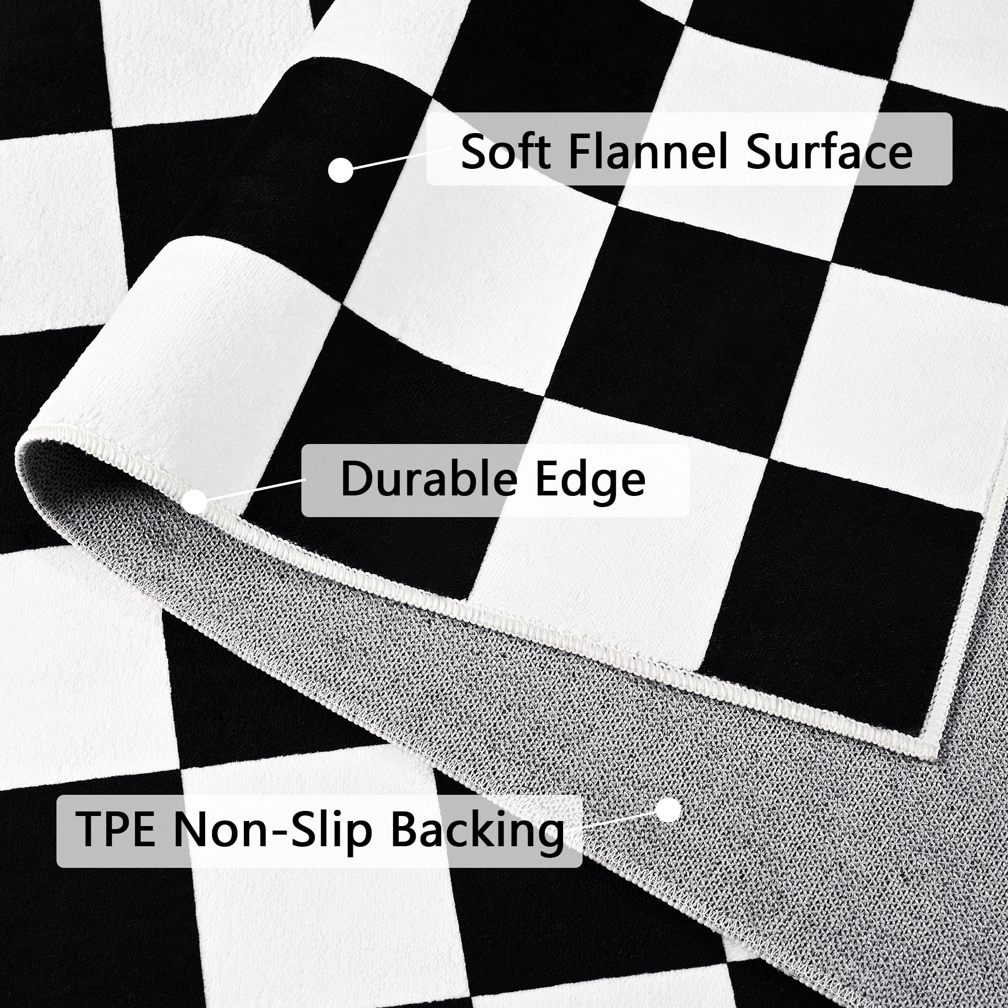 Lochas Checkered Area Rugs Checkerboard Rug Plaid Carpet for Living Room Bedroom Home Decor,6'x9',Black&White