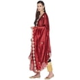 thumbnail image 3 of eloria Floral Red Woman's Indian Ethnic Chunni, Dupatta, Stole, Scarf Shawl Wrap, 3 of 4