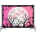 thumbnail image 3 of 10 x 6.5 ft Happy Halloween Pink Backdrop Bat Scary Pumpkin Lantern Full Moon Photo Backdrops for Parties Banner Decorations Outdoor Kids Portrait Hallowmas Holiday Photography Background, 3 of 3