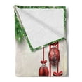 thumbnail image 2 of Christmas Soft Flannel Fleece Blanket, Xmas Traditional Winter Season Theme Fir Twigs and Vibrant Balls Graphic Print, Cozy Plush for Indoor and Outdoor Use, 50" x 60", Green and Red, by Ambesonne, 2 of 5