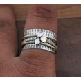 thumbnail image 2 of Handmade Textured Sterling Silver Spinner Ring – 925 Silver Two-Tone Matte Anxiety Fidget Ring for Men & Women, Meditation Stress Relief Band, Unique Mother's Day Jewelry Gift, 2 of 5