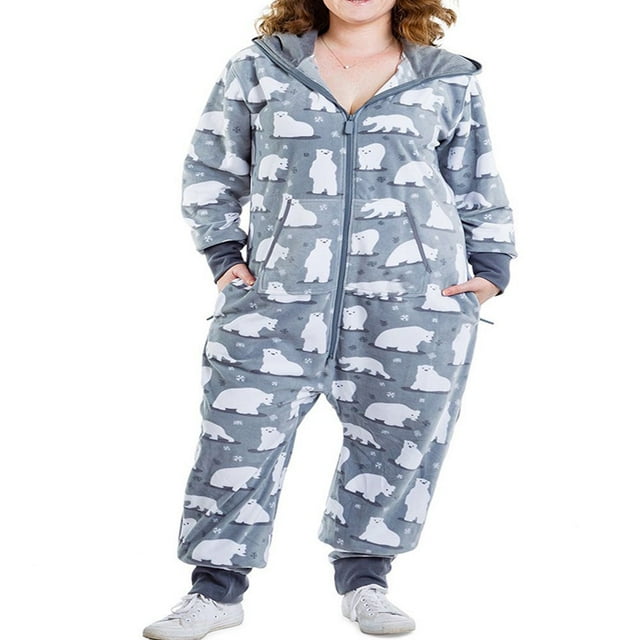 Combinaison une Pièce à Carreaux pour Femmes, Combinaison Adulte Sans Pieds, Pyjama de Nuit avec Chandails à Capuchon S-TTG