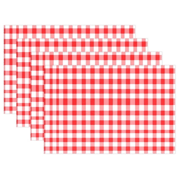 Ryvnso Placemats Set of 4 Checkered Grid-d3 Dining Mats Heat-Resistant Non-Slip Washable Table Mat