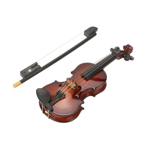 Violon miniature avec support pour archet - Le plus petit violon au monde -  Surface peinte - Violon miniature en bois pour d¿¿corer la maison ou le  bureau