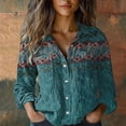 thumbnail image 2 of kaondbfi Women Cotton Shirt Printed Fashion Button Down Shirts Casual Tops Long Sleeve Blouse Womens Fashion Summer Essentials Clothing, 2 of 7