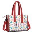 thumbnail image 2 of Teacher Tote Bag,Pets Paws Print Colorful Teacher Utility Tote Bag,Large Work Tote Bags for Women with Multiple Pockets,Top Zipper Closure,13.8x10.6x6.7 Inch, 2 of 5