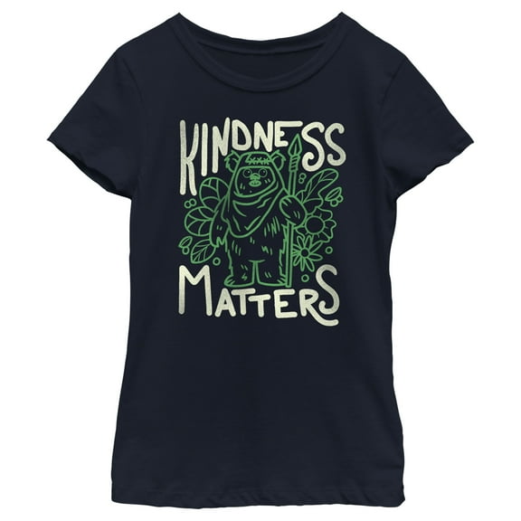 Girl's Star Wars Ewok Kindness Matters Graphic Tee Black Small