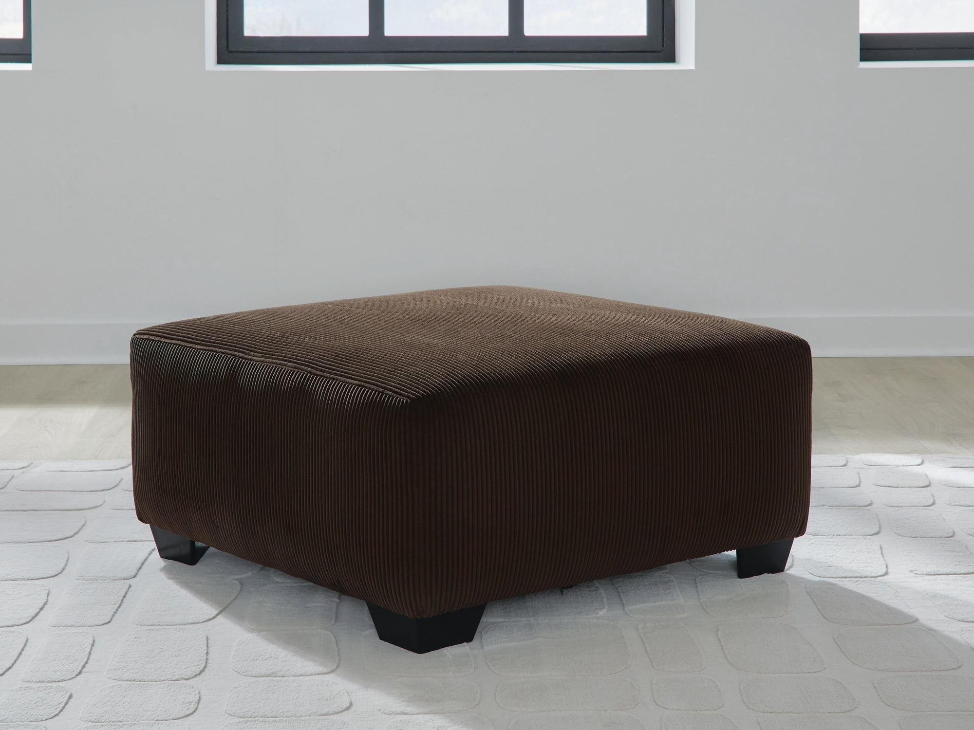 Signature Design by Ashley Firescrest Oversized Accent Ottoman, Corded Polyester Upholstery, Chocolate