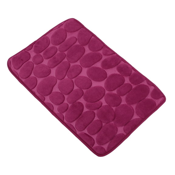 Unique Bargains Bathroom Rugs Polyester Bath Mat Machine Washable Wine Red Cobblestone Pattern 23.62"x15.75"