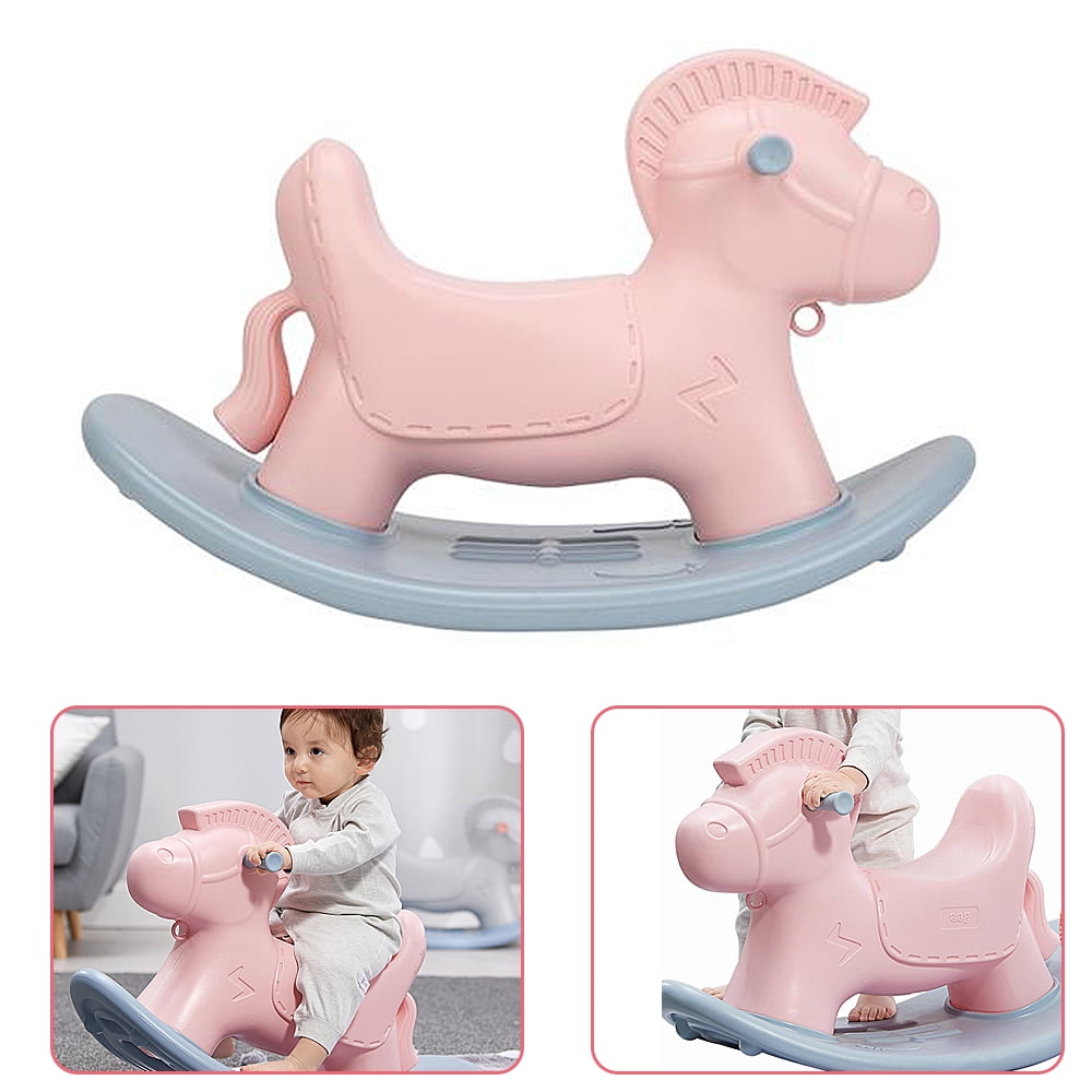 pink plastic rocking horse