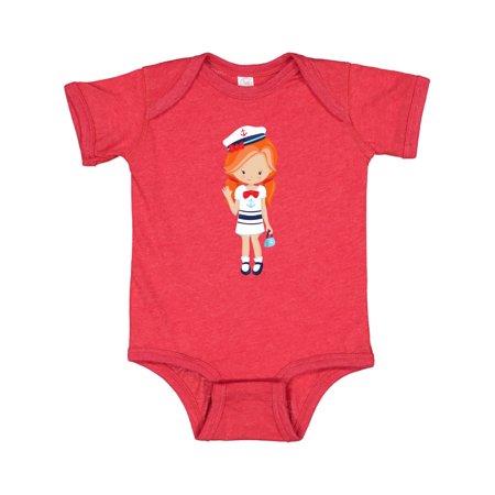 

Inktastic Cute Girl Boat Captain Skipper Orange Hair Gift Baby Girl Bodysuit