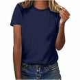 thumbnail image 1 of AherBiu Womens T Shirts Basic Solid Color Crewneck Short Sleeve Loose Fitting Comfy Summer Tees Shirts Tops, 1 of 5