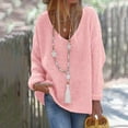thumbnail image 4 of Sweaters For Women Fashion V Neck Loose Pullover Solid Color Long Sleeves Sweater Tops Acrylic Pink Size S-3Xl Oversized Sweaters For Women, 4 of 6