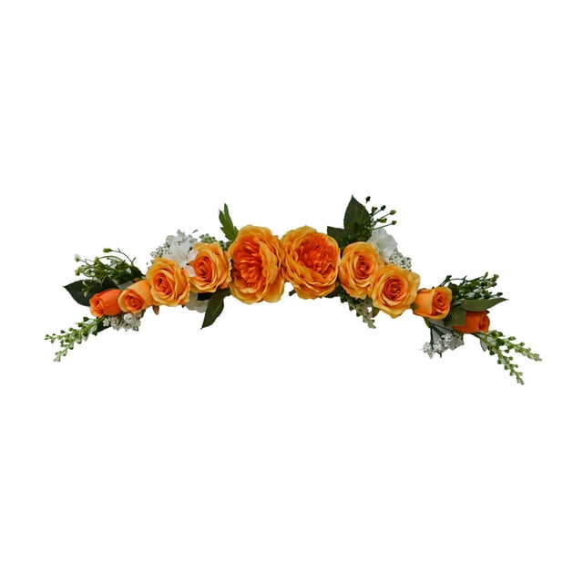 Ounissouiy Guirnalda de puerta con botín de flores, accesorios para el hogar de aniversario exquisito, guirnalda de fiesta sin rebabas, guirnaldas Decoración del hogar Naranja 75cm Ounissouiy HA084034-02