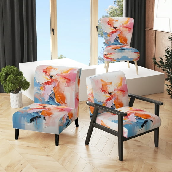 Designart "Yellow Pink modern Expressionism Emphasizes The" Yellow Modern Upholstered Accent Chair - Modern Arm Chair For Bedroom