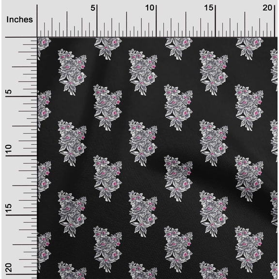 oneOone Organic Cotton Poplin Twill Fabric Flower Artistic Print Fabric BTY 42 Inch Wide