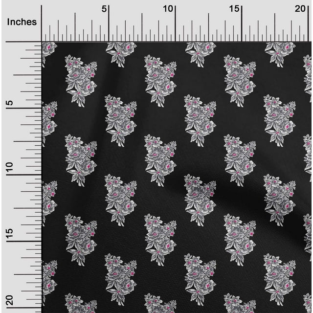 oneOone Viscose Chiffon Fabric Flower Artistic Print Fabric By Yard 42 Inch Wide