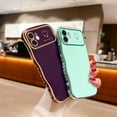 thumbnail image 6 of for iPhone 11 Case for Women Girls, Cute Wave Frame Curly Shape with Love Heart Pattern Raised Camera Protection Cover Luxury Plating Shockproof Phone Case for iPhone 11, Dark Purple, 6 of 16