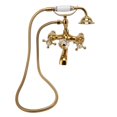 thumbnail image 2 of Sistema de ducha de latón antiguo, rociador de ducha de mano de latón montado en la pared con mango cruzado, juego de accesorios para grifo de bañera, dorado, 2 of 12