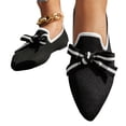 thumbnail image 2 of EKVAHL Women's Orthopedic Loafer Flats, Breathable Knit Slip On Ballet Shoes, Bow Pointed Toe Office Casual Shoes Black, 2 of 5