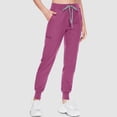 thumbnail image 4 of felwors Women's Scrub Cargo Jogger Pants Medical Workwear Bottoms with 5 Pockets, Lightweight Ultra Soft 2-Way Stretch Fabric (Hot Pink, S), 4 of 7
