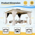 thumbnail image 4 of Erommy 10'x13' Canopy Gazebo,Double Roofs Metal Frame Gazebo With Privacy Curtains for Backyard,Deck,Garden,Kahaki, 4 of 7