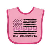 Inktastic Breast Cancer Awareness Pink Ribbons and Flag Boys or Girls Baby Bib