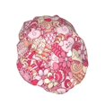thumbnail image 2 of Kdxio Sweet Print Shower Cap for Women,Elastic and Reusable,Double Waterproof Layers Bathing Hat, 2 of 9