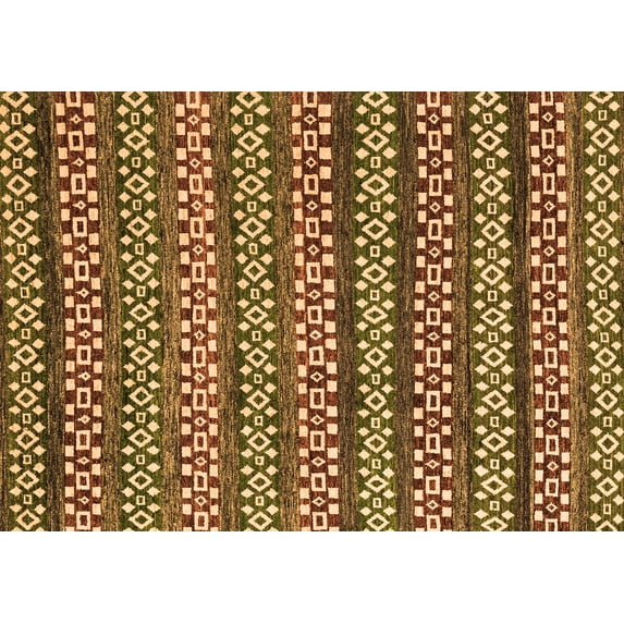 Ahgly Company Indoor Rectangle Abstract Orange Modern Area Rugs, 2' x 5'