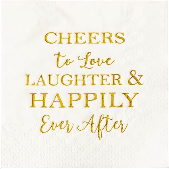 Bridal Shower Napkins Disposable Cocktail Napkins Gold Foil Text Beverage Napkins for Engagement Party & Wedding Decorations
