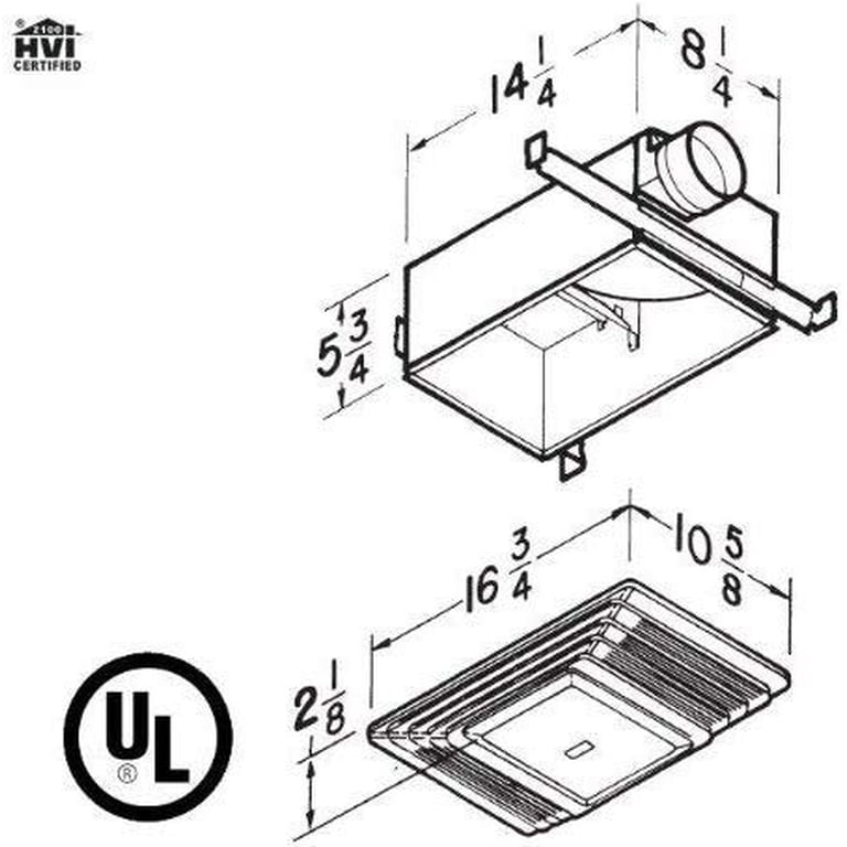Broan-NuTone 655 Bath Fan and Light with Heater, 70 CFM 4.0 Sones, White  Plastic Grille - Walmart.com