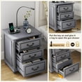thumbnail image 6 of Farmhouse Nightstand with Gun Drawer and 3 Large Storage Drawers,Smart Bedside End Table with LED Light and Human Sensor Charging Station(Grey), 6 of 7