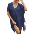 thumbnail image 2 of zaveiop Women's Loose Swimsuit Crochet Sexy V Neck Swim Coverups Bathing Suit Bikini Cover up Vacation Summer Beach Dresses (Blue, One Size), 2 of 7