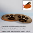 thumbnail image 4 of Paw Print Set of 6 Microfiber Leather Round Coasters, 11x11 cm/4.3x4.3 in, Drink Coasters for Home and Bar, Table Coasters, 4 of 6