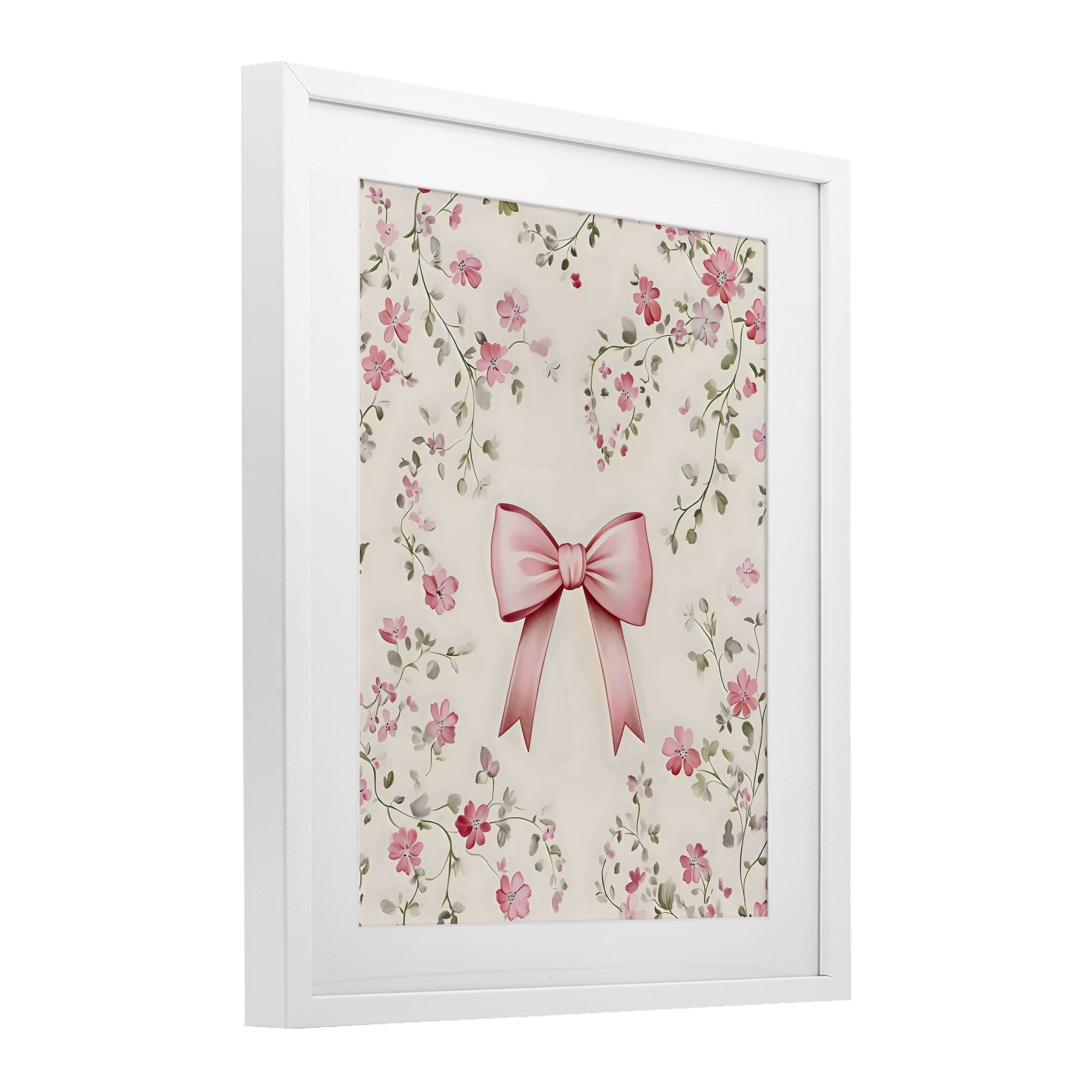 Stupell Industries Girly Ribbon Bow White Framed Print Under Glass, design by Arlington Prints