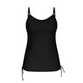 thumbnail image 6 of Zpzdpjkx Tankini Swimsuits for Women V Neck Sheer Mesh Two Piece Bathing Suits Adjustable Side Drawstring Swimwear Black M, 6 of 8