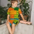 thumbnail image 4 of Fotbe Colorful Building Blocks Pijama Estampada de 2 Piezas para Niños – Ropa de Dormir de Manga Corta Cómoda para Niños y Niñas, Camiseta y Shorts de Algodón-Large, 4 of 6