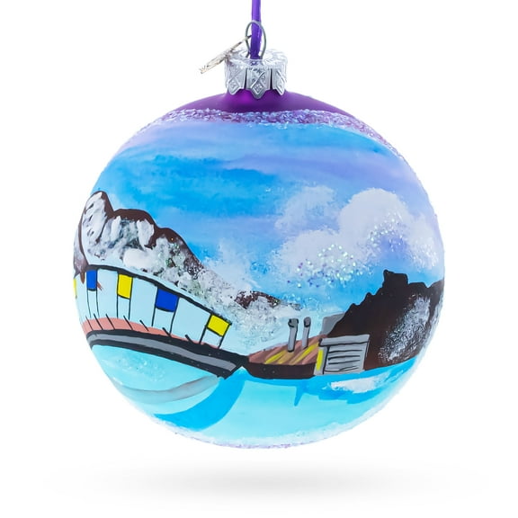 Blue Lagoon, Iceland Glass Ball Christmas Ornament 4 Inches
