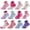 Multicolor, variant on 12 Pairs Baby Girls Grips Ankle Socks Kids Toddlers Infants Anti Slip Non Skid Funny Cartoon Crew Breathable Cotton Socks
