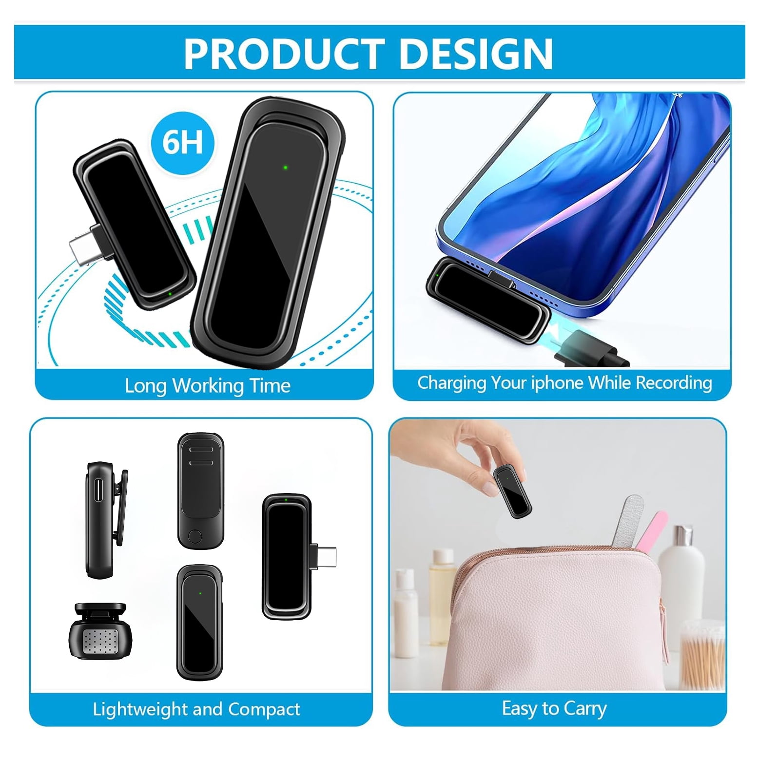 Wireless Lavalier Microphone for Android Phone, Mini Clip-On Mic with AI Noise Cancellation, Plug & Play 2.4GHz Mic for Vlogging, YouTube, TikTok, Podcast, Live Streaming