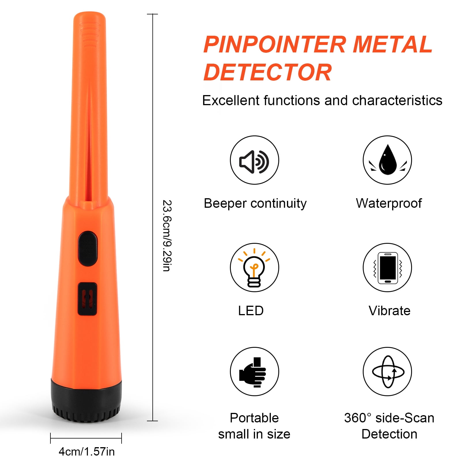Yokua Metal Detector Pinpointer- Waterproof Handheld Pin Pointer Wand Gold Treasure