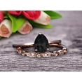 thumbnail image 1 of Black Diamond Moissanite Engagement Ring Set Handmade Solid 10k Rose gold 1.50 Carat Pear Shape Gemstone Promise Ring Bridal Ring set Wow Sparkling, 1 of 5