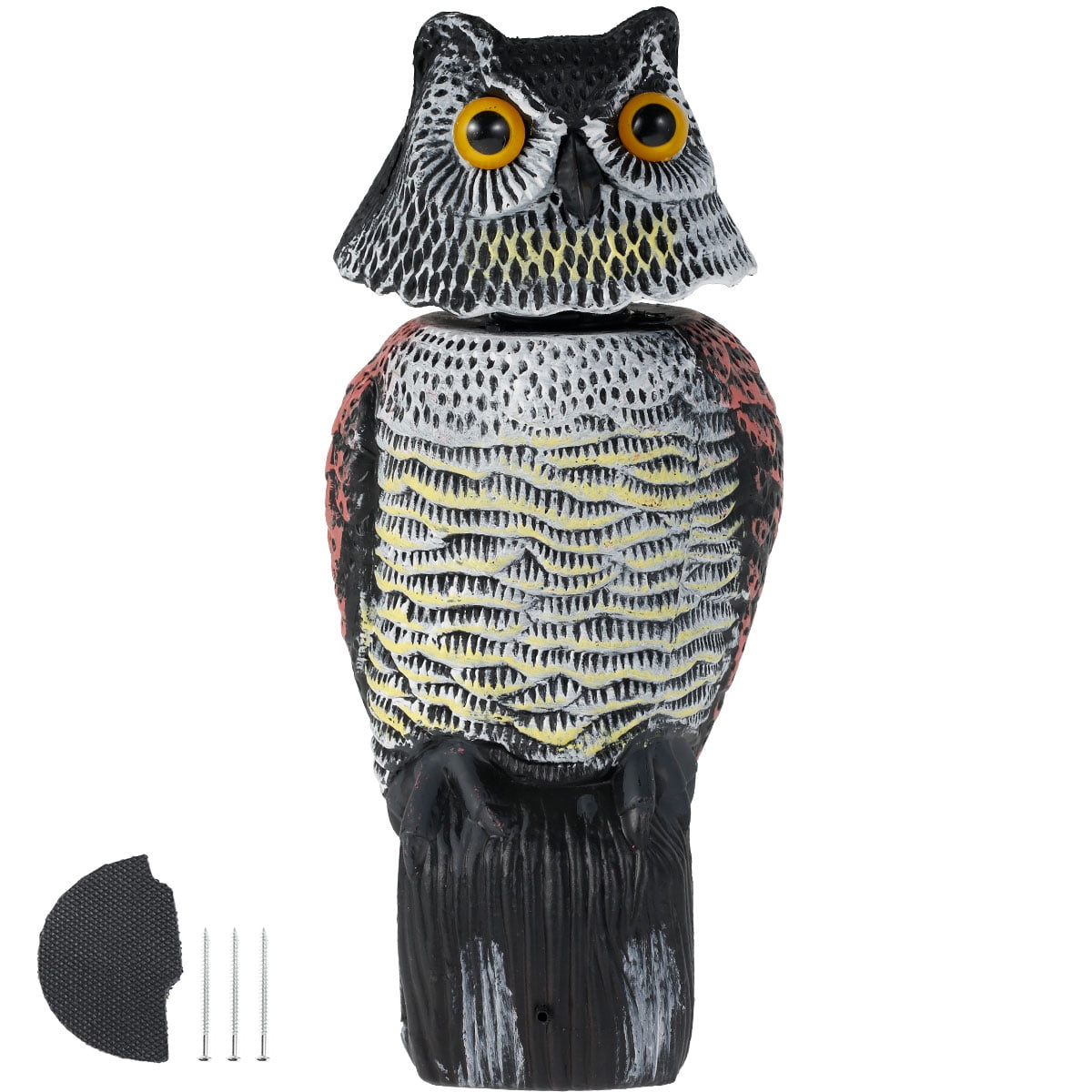 Owl Scarecrow with Rotating Head and Sound Large Fake Owl Decoy Statue