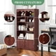 thumbnail image 5 of Qeetex 63 - pulgada altura estante con doors, moderno scalloped design, 5 - tier almacenamiento gabinete oficina en casa, sala estar, dormitorio, deep almacenamiento estantes heavy books - walnut, 5 of 7