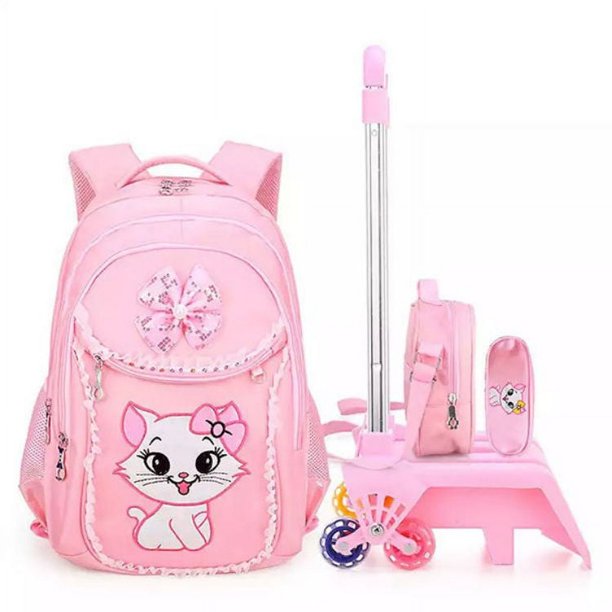 Mochila con ruedas y estampado de dibujos animados para niños y estudiantes, morral escolar con ruedas, personalizado, impermeable, novedad de 2023