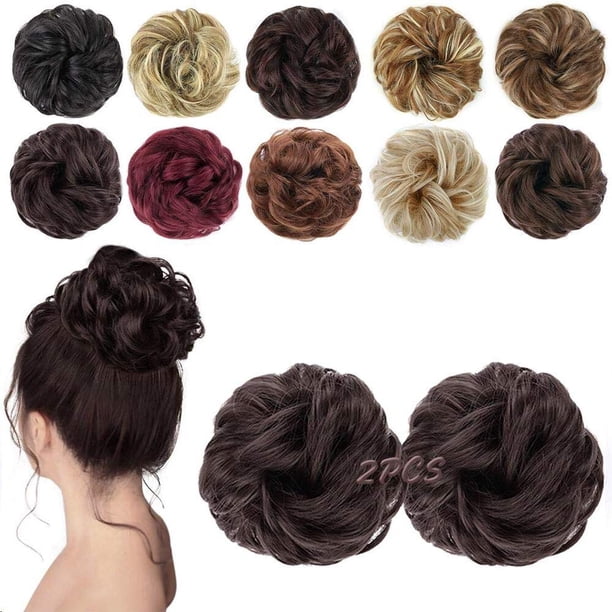 MORICA 1 pieza de moño de pelo desordenado extensión de pelo rizado ondulado desordenado moño sintético para mujeres (6 # (marrón oscuro) #)