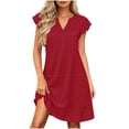thumbnail image 4 of Aimik Womens V Neck Ruffle Sleeve Shift Dress Loose Fit Flowy Mini Casual Dresses with Pockets for Summer Beach Travel, 4 of 6