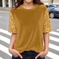 thumbnail image 2 of Fashion Short Sleeve Round Neck T Shirt With Sequin Applique Sparkling Casual Blouse Top For Daily Wear, 2 of 4