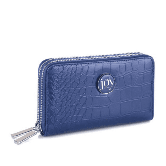 JOY E Lite Croco Couture Embossed Multi-Pocket Wallet with RFID Blocking NAVY