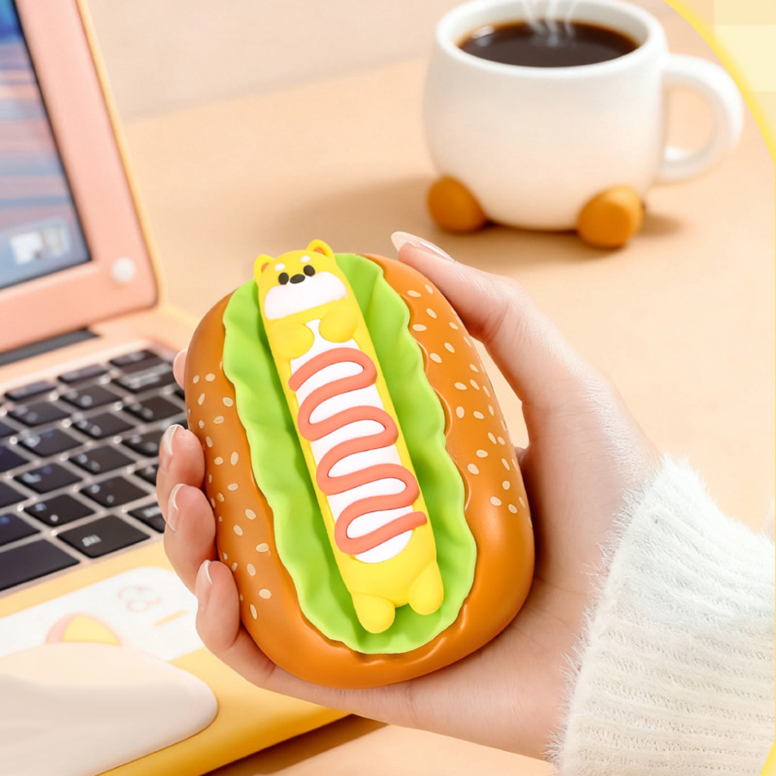 ZMKIAG Hot Dog Shaped Hand Warmer - Cute Rapid Heating Portable Heater with Rechargeable Battery, Fun Design for Winter Commuting, 𝗦𝗰𝗵𝗼𝗼𝗹 and Outdoor Activities